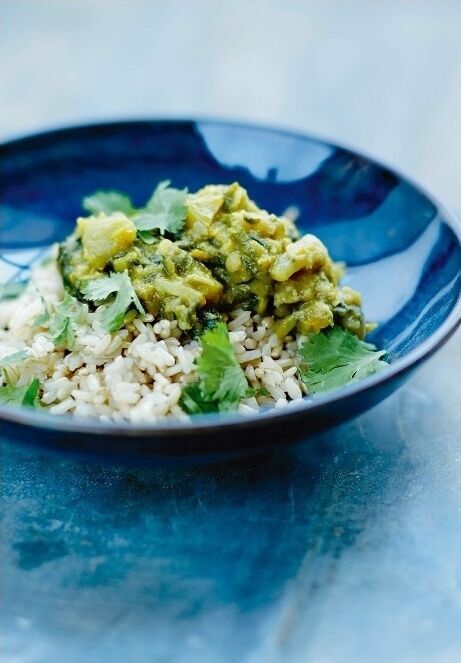 Riz Semi Complet Au Curry D Epinards Et De Lentilles